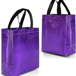 Purple Gift Bags Medium Size – Set of 12 Shiny Purple Reusable Gift Bags